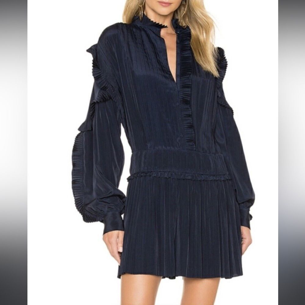 Joie Jazelle navy blue midnight dress satin silk mini 2 revolve